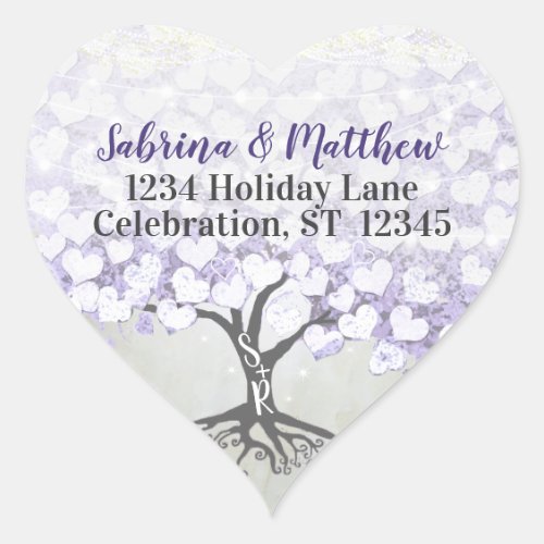Orchid Blush Lavender Heart Leaf Tree Wedding Seal
