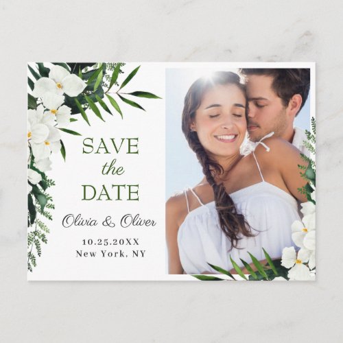 Orchid Bohemian Floral Wedding Save The Date PHOTO Postcard