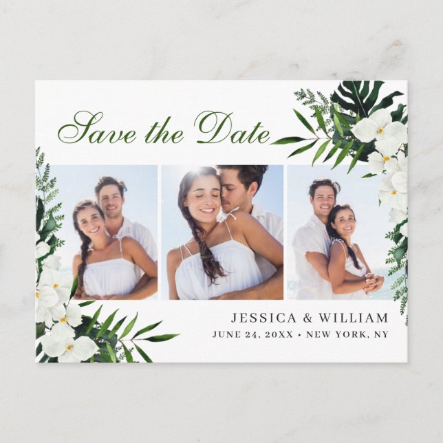 Orchid Bohemian Floral Wedding Save The Date PHOTO Postcard (Front)