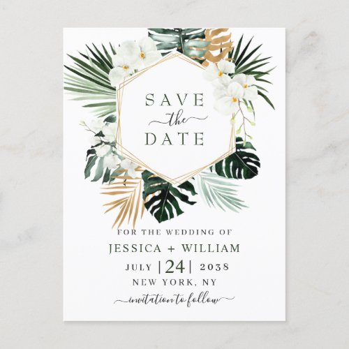 Orchid Bohemian Greenery Wedding  Save The Date  Postcard