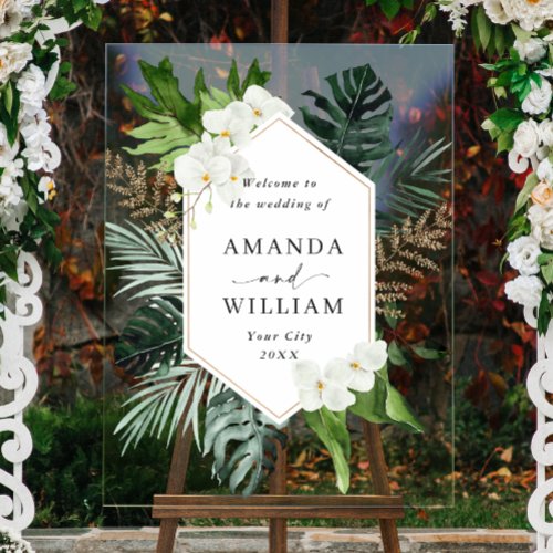 Orchid Bohemian Greenery WEDDING Welcome Acrylic Sign