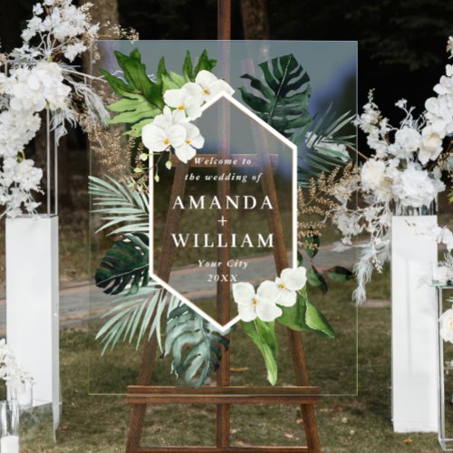 Orchid Bohemian Greenery WEDDING Welcome Acrylic Sign