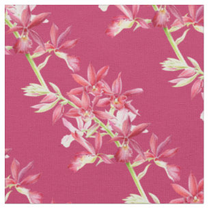 Orchid botanical red art pattern fabric