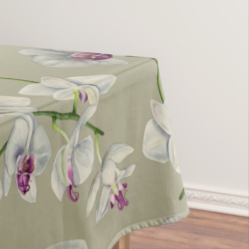 Orchid Botanical Watercolor Painting Pattern Tablecloth