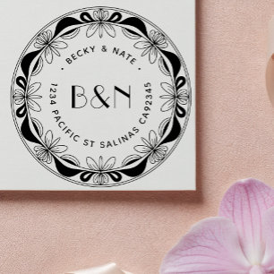 Orchid & Bows Return Address Self-Inking Stamp