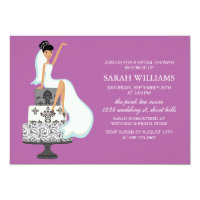 Orchid Bride on Wedding Cake Invitation