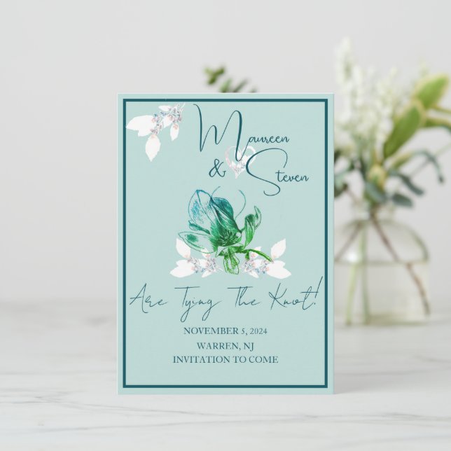 Orchid Bright Green Save The Date Wedding Card (Standing Front)