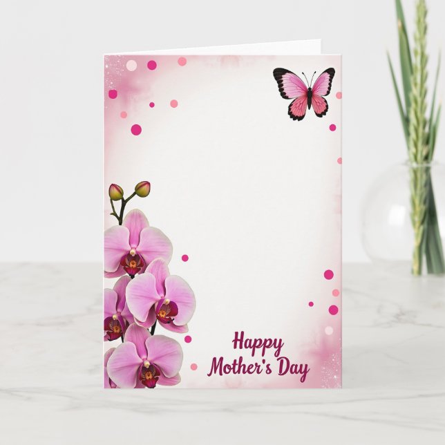 Orchid Butterfly Mothers Day Card (Front)
