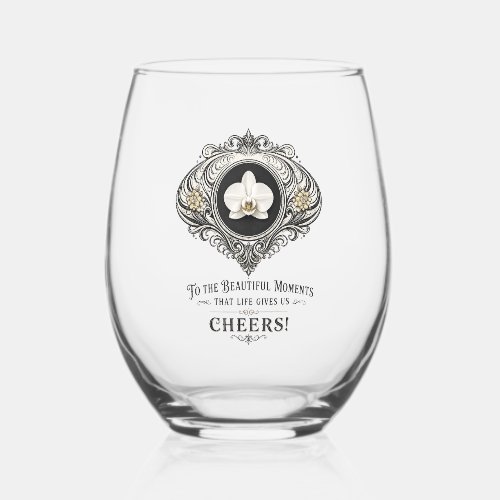 orchid cheers wine glass