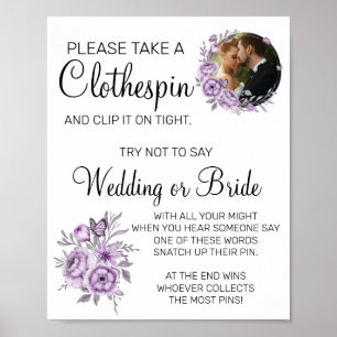 Orchid Clothespin bridal shower game sign