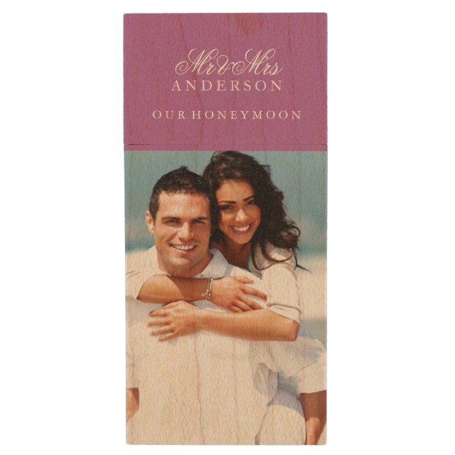 Orchid Custom Photo Wood USB Flash Drive (Front Vertical)