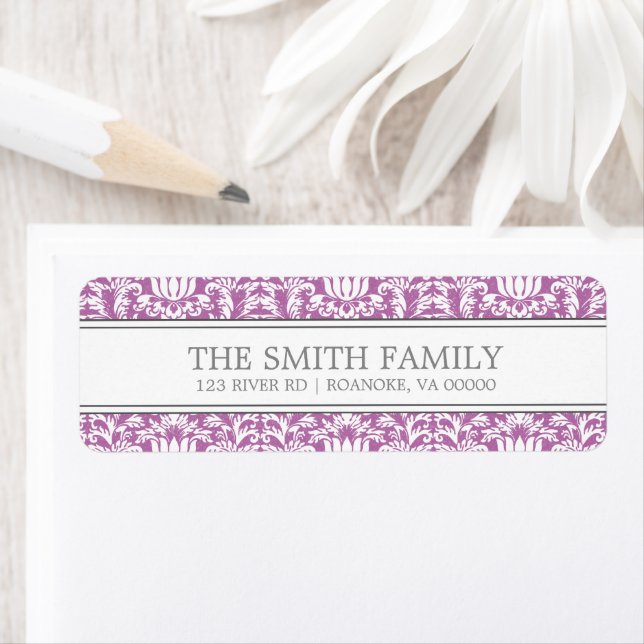 Orchid Damask Pattern Label (Insitu)