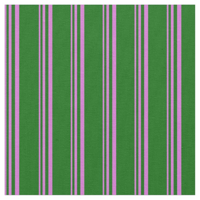 Orchid & Dark Green Colored Stripes Fabric (Close Up)