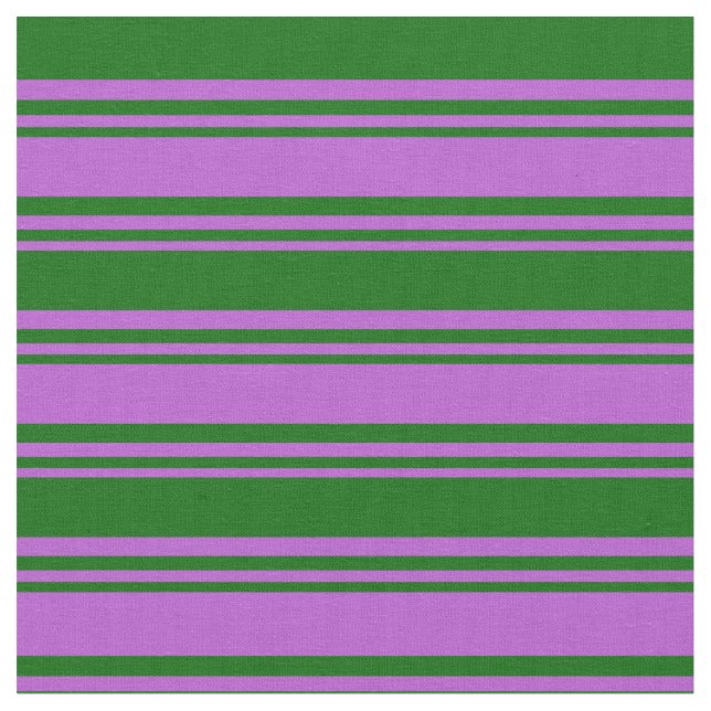 Orchid & Dark Green Lined/Striped Pattern Fabric (Close Up)