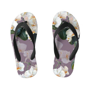 Orchid dark lavender watercolor. kid's flip flops