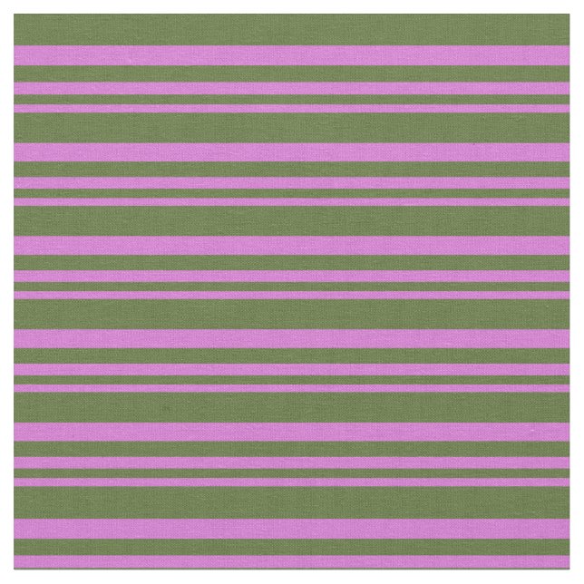Orchid & Dark Olive Green Pattern of Stripes Fabric (Close Up)