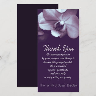 Orchid dark Purple Sympathy Thank you Photo Card
