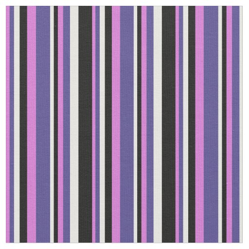 Orchid, Dark Slate Blue, Mint Cream & Black Lines Fabric