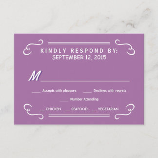 Orchid Eat Drink & RSVP Rustic Wedding Reply Card