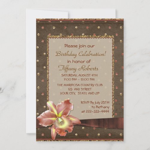 Orchid Elegance Womans Birthday Party Invites
