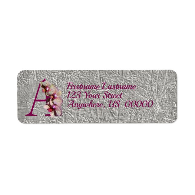 Orchid Elegant Monogram Initial A Address Label (Front)