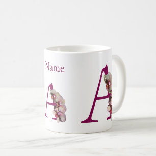 Orchid Elegant Monogram Initial A Personalized Coffee Mug