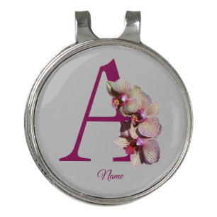 Orchid Elegant Monogram Initial A Personalized Golf Hat Clip