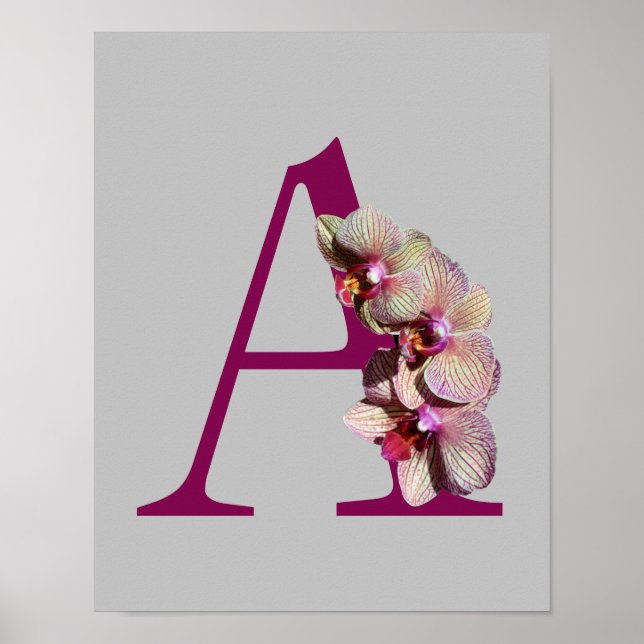 Orchid Elegant Monogram Initial A  Poster (Front)