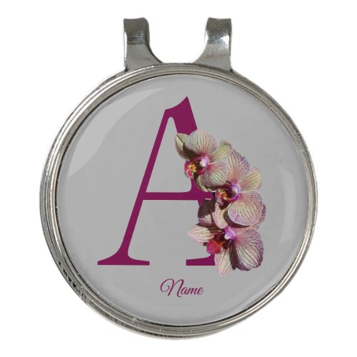 Orchid Elegant Monogram Initial A Your Name   Golf Hat Clip