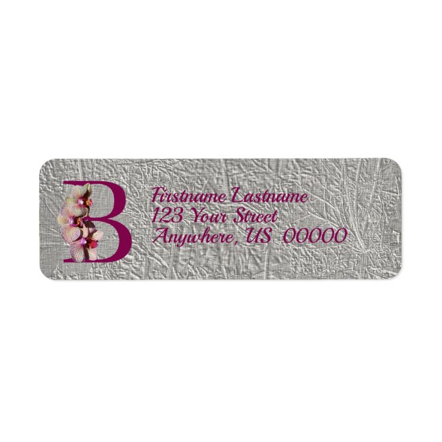 Orchid Elegant Monogram Initial B Address  Label (Front)