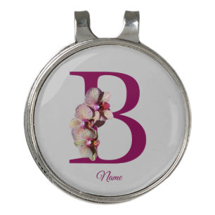 Orchid Elegant Monogram Initial B Personalized Golf Hat Clip