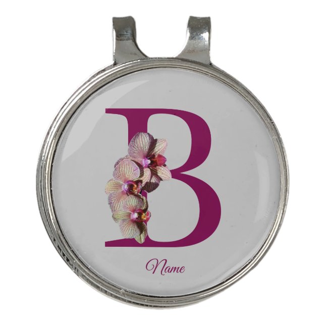 Orchid Elegant Monogram Initial B Personalized Golf Hat Clip (Front)