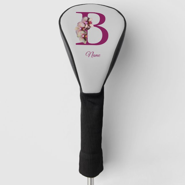 Orchid Elegant Monogram Initial B Personalized Golf Head Cover (Front)