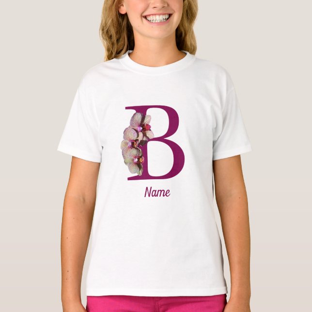 Orchid Elegant Monogram Initial B Personalized T-Shirt (Front)