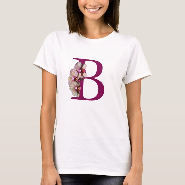 Orchid Elegant Monogram Initial B   T-Shirt (Front)