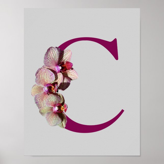 Orchid Elegant Monogram Initial C   Poster (Front)