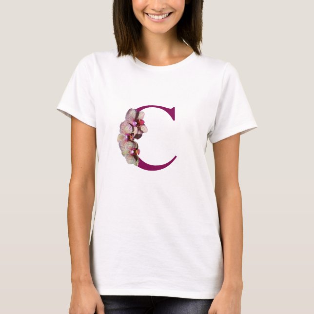 Orchid Elegant Monogram Initial C  T-Shirt (Front)