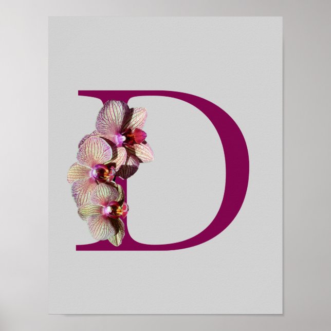Orchid Elegant Monogram Initial D  Poster (Front)