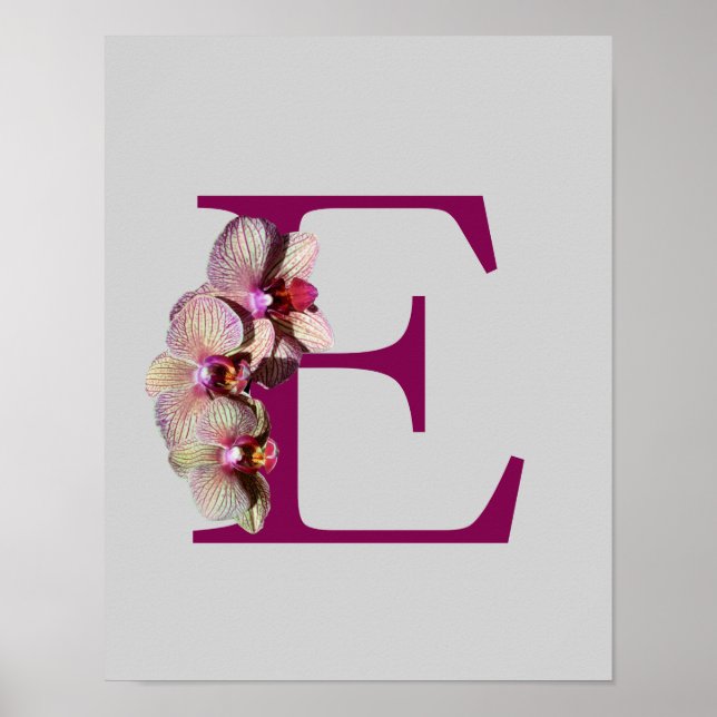 Orchid Elegant Monogram Initial E Personalized Poster (Front)