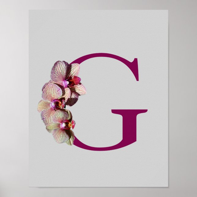 Orchid Elegant Monogram Initial G Personalized Poster (Front)