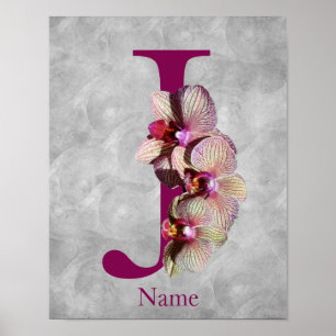 Orchid Elegant Monogram Initial J Personalized Poster