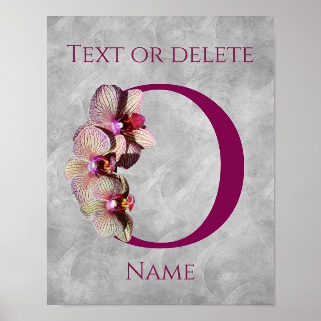 Orchid Elegant Monogram Initial O Personalized Poster (Front)