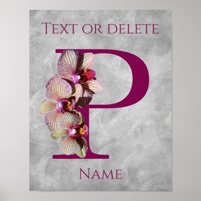 Orchid Elegant Monogram Initial P Personalized Poster (Front)