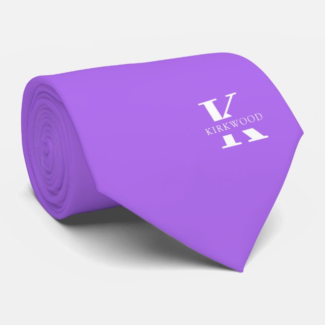 Orchid | Elegant Monogram+Name | two-Sided Neck Tie (Rolled)