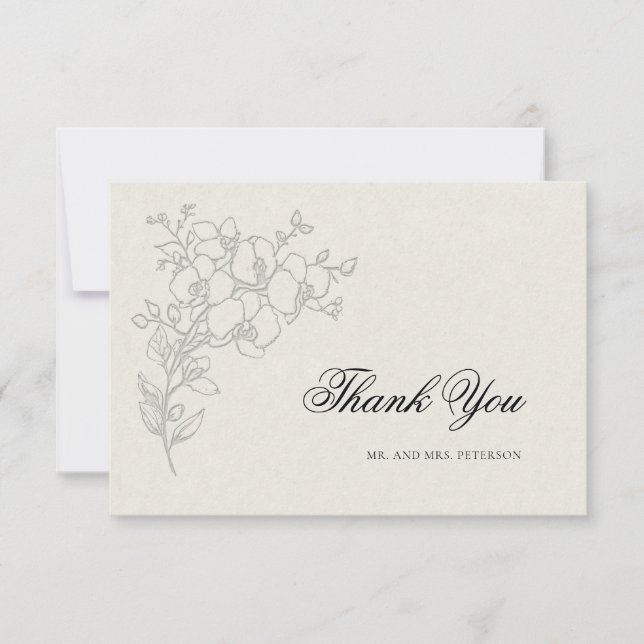 Orchid Elevated Ecru Formal Traditional Wedding Thank You Card (Front)