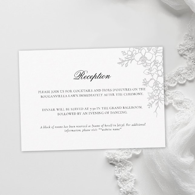 Orchid Elevated White Formal Traditional Wedding Enclosure Card (orchid wedding enclosure card formal modern classic traditional black tie parents hosted white)