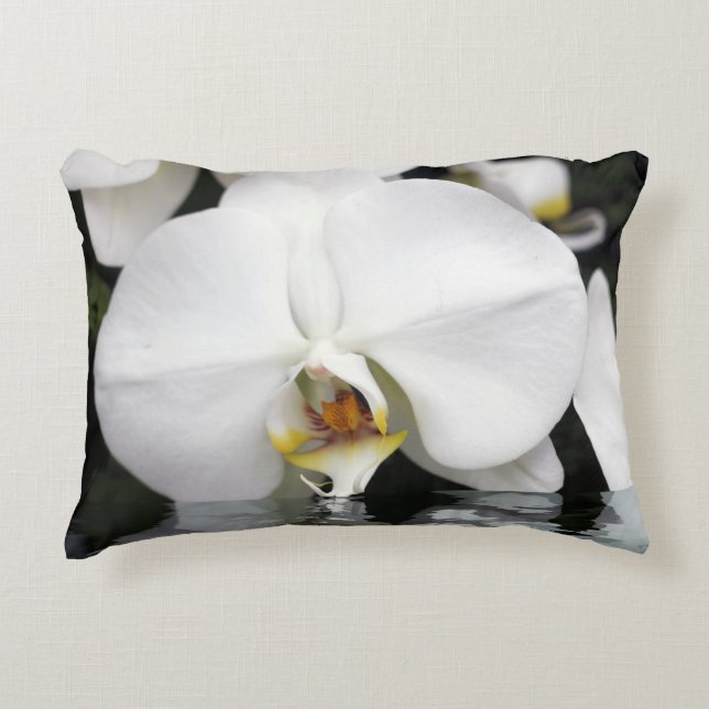 Orchid Emerging from Water Accent Pillow (Front)