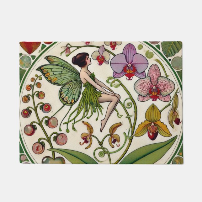 Orchid Fairy Flower Illustration                   Doormat (Front)