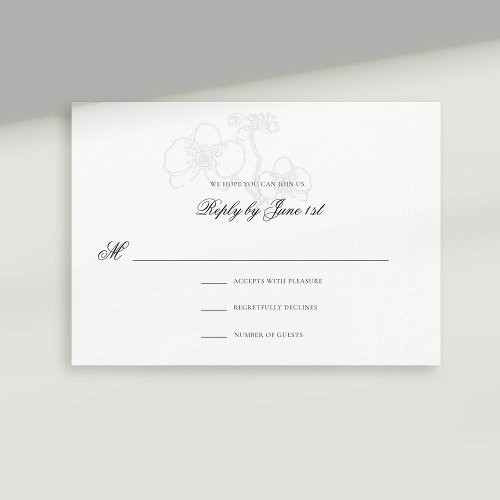 Orchid Faux Embossed White Formal Wedding Response