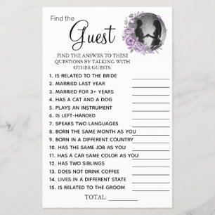 Orchid Find the Guest Bridal shower game card Flyer